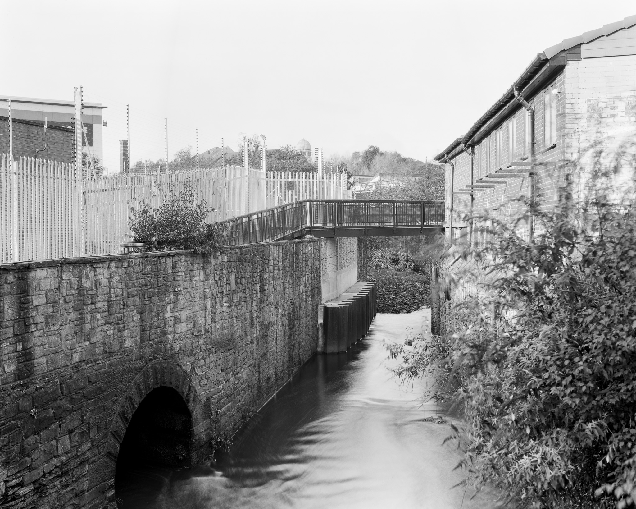 Black and White Photograph, River Sheaf Walk, Porter and Sheaf Rivers Trust. Saxon Road Sheffield. 